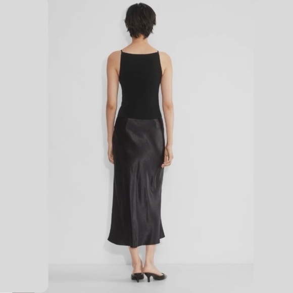 Babaton- Slip Satin Maxi Skirt Black Size 6 - Picture 2 of 10